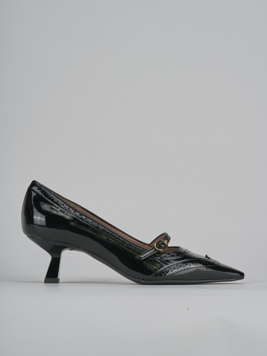 Décolleté e slingback tacco 6cm vernice nero