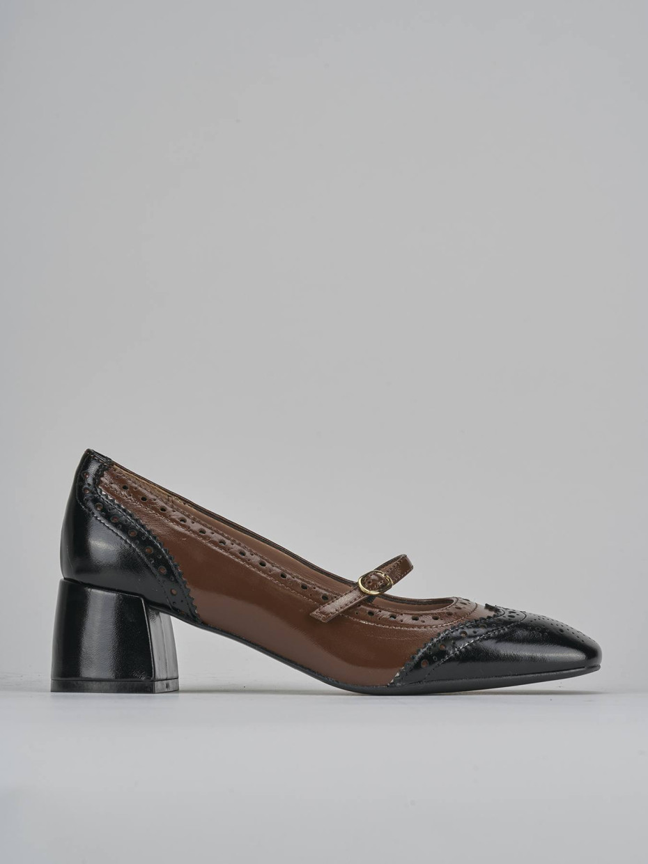 Décolleté e slingback tacco 5cm vernice testa