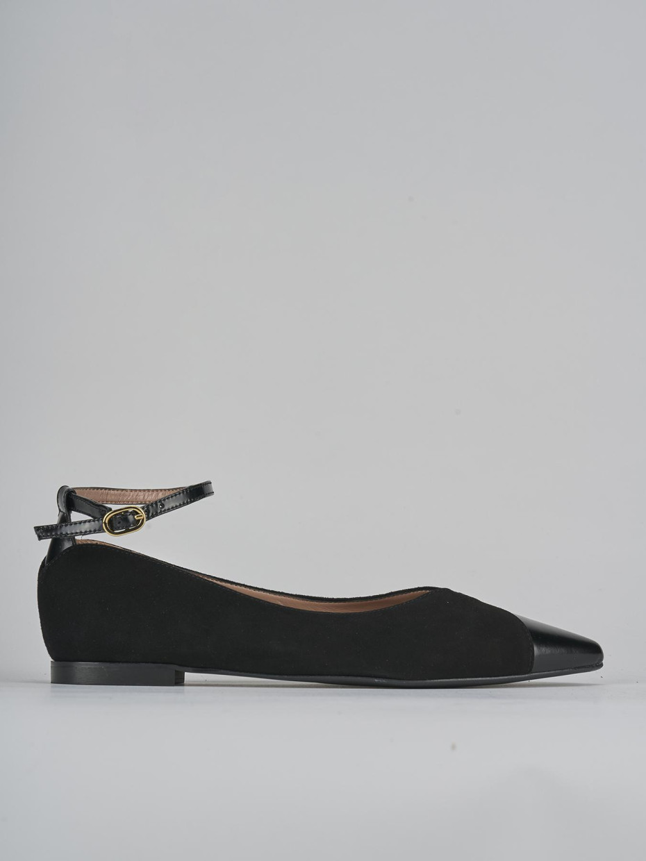 Ballerine tacco 1cm camoscio nero