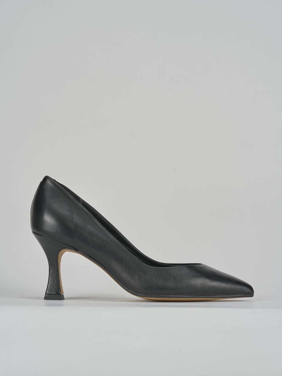 Décolleté e slingback tacco 7cm pelle nero