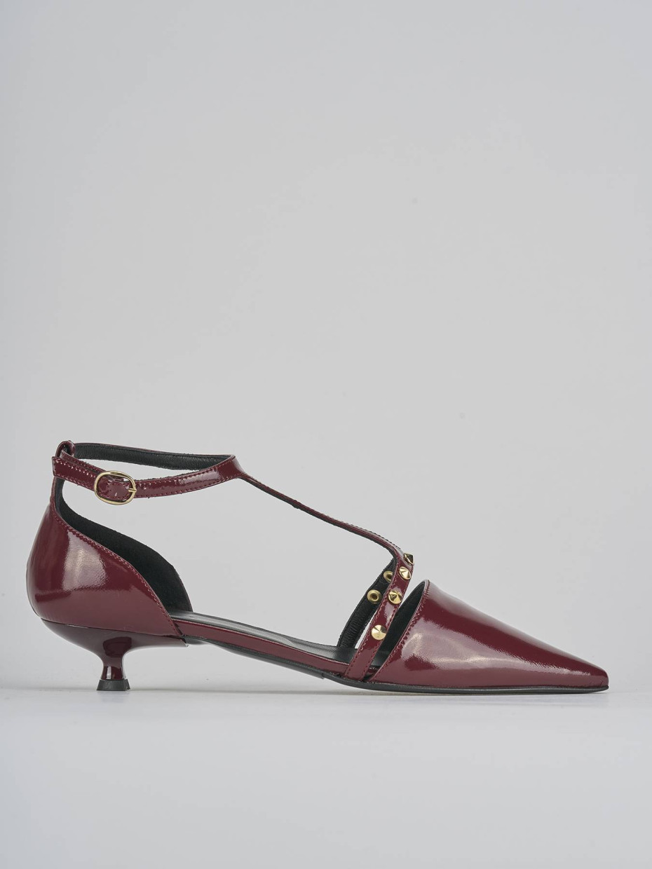 Décolleté e slingback tacco 3cm vernice bordo'