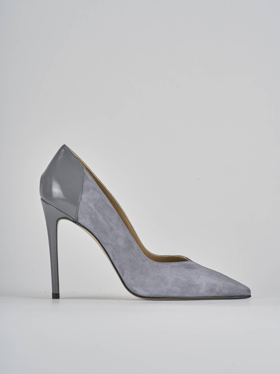 Décolleté e slingback tacco 11cm camoscio grigio