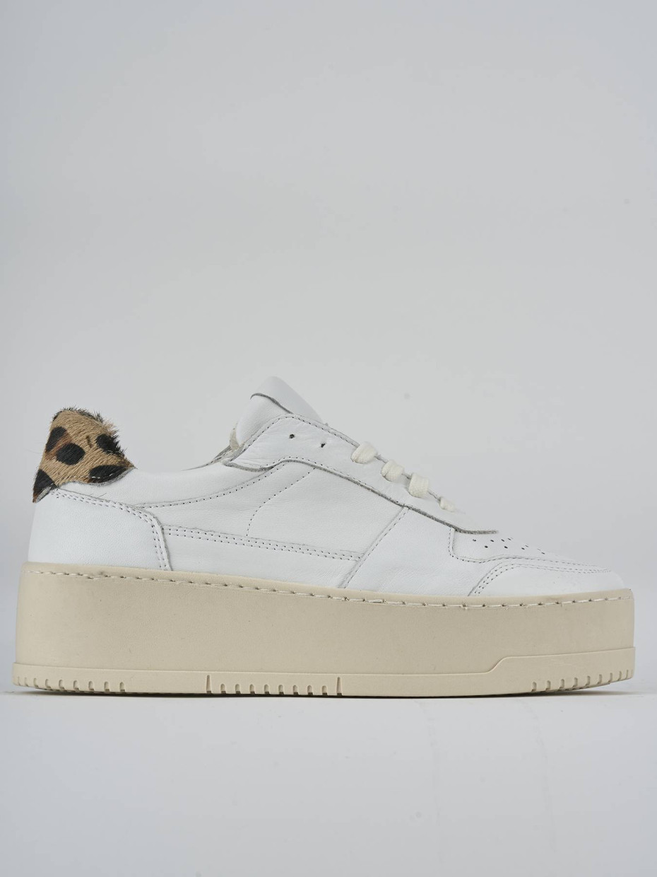 Sneakers tacco 3cm pelle bianco