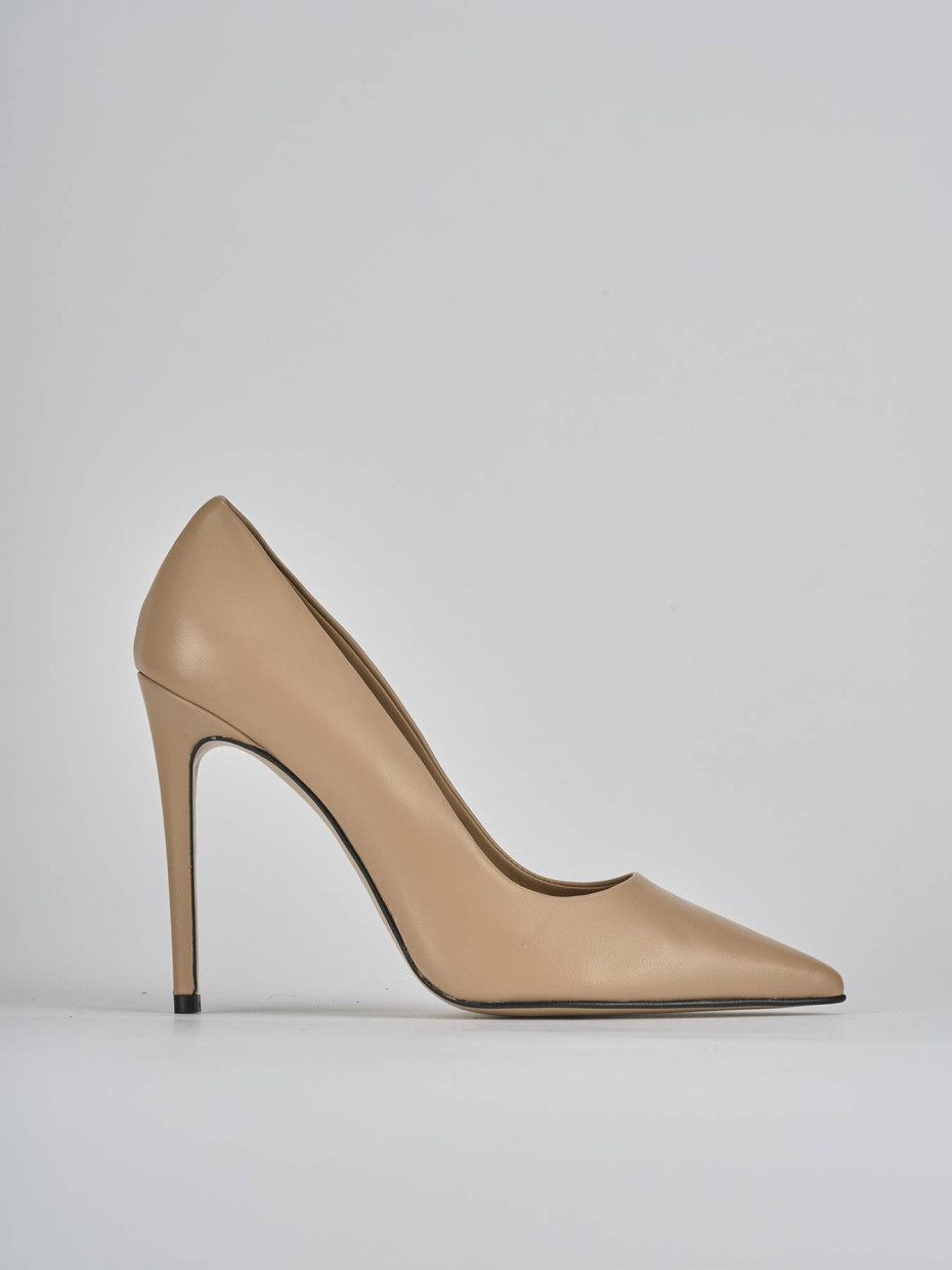 Décolleté e slingback tacco 10cm pelle marrone