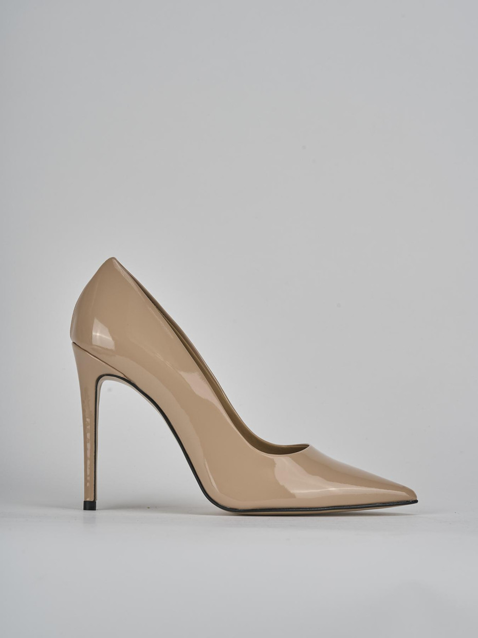 Décolleté e slingback tacco 11cm vernice beige