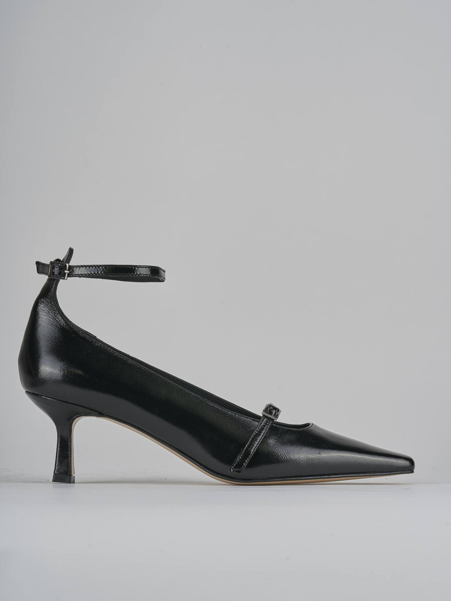 Décolleté e slingback tacco 5cm vernice nero