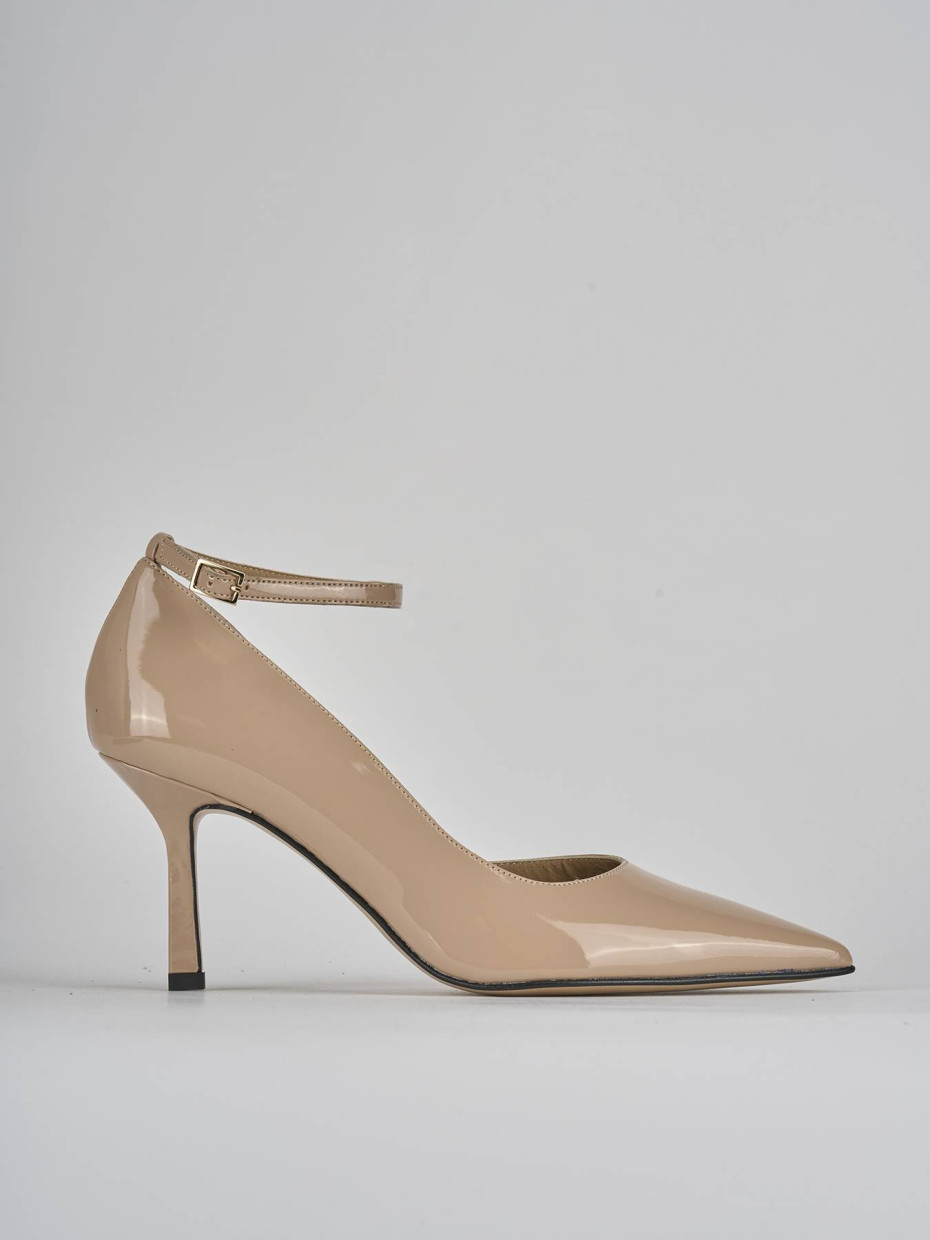 Décolleté e slingback tacco 7cm vernice beige