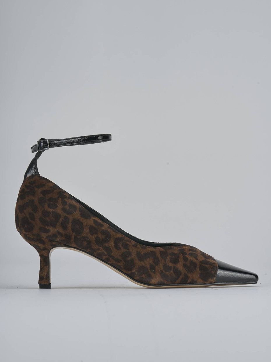 Décolleté e slingback tacco 6cm camoscio nero