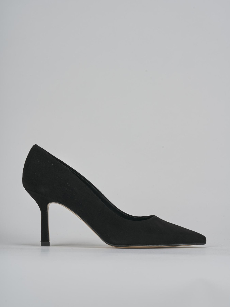 Décolleté e slingback tacco 7cm camoscio nero