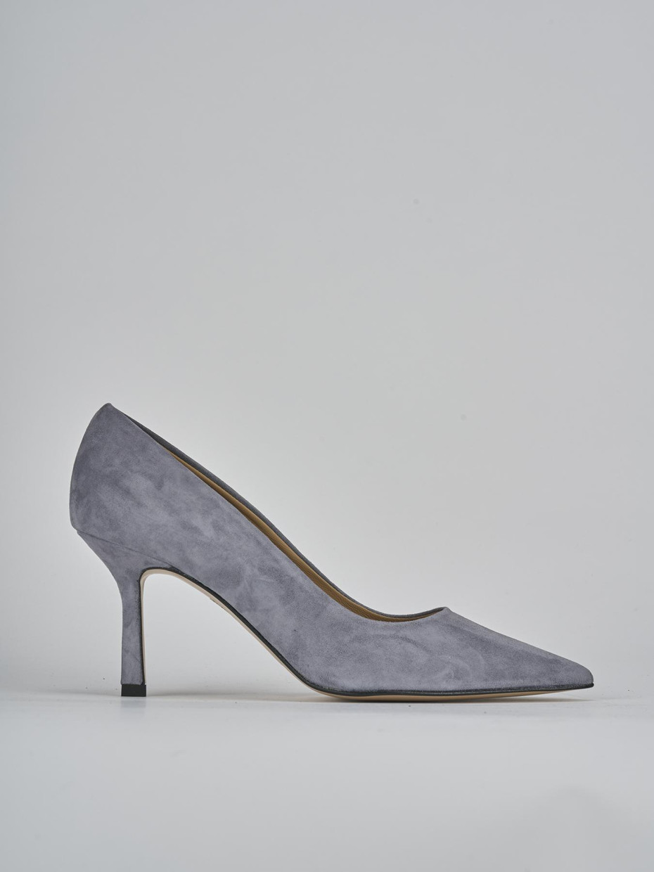 Décolleté e slingback tacco 7cm camoscio grigio