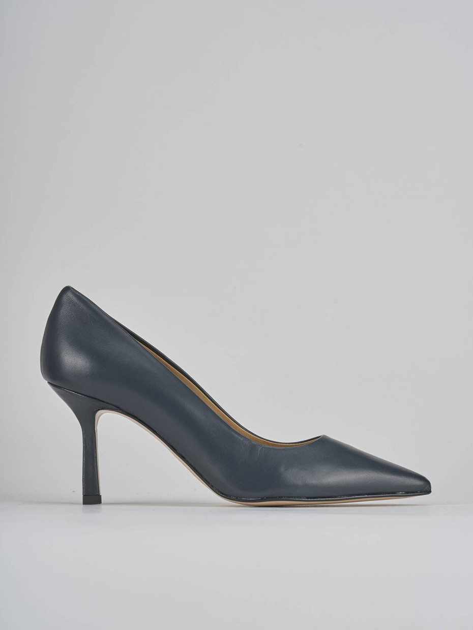 Décolleté e slingback tacco 7cm pelle blu