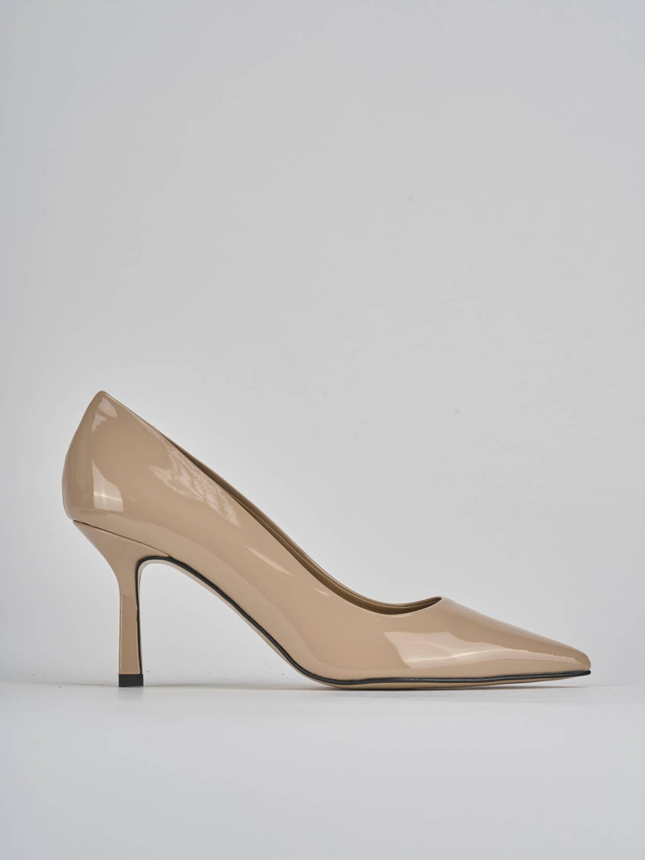 Décolleté e slingback tacco 7cm vernice beige