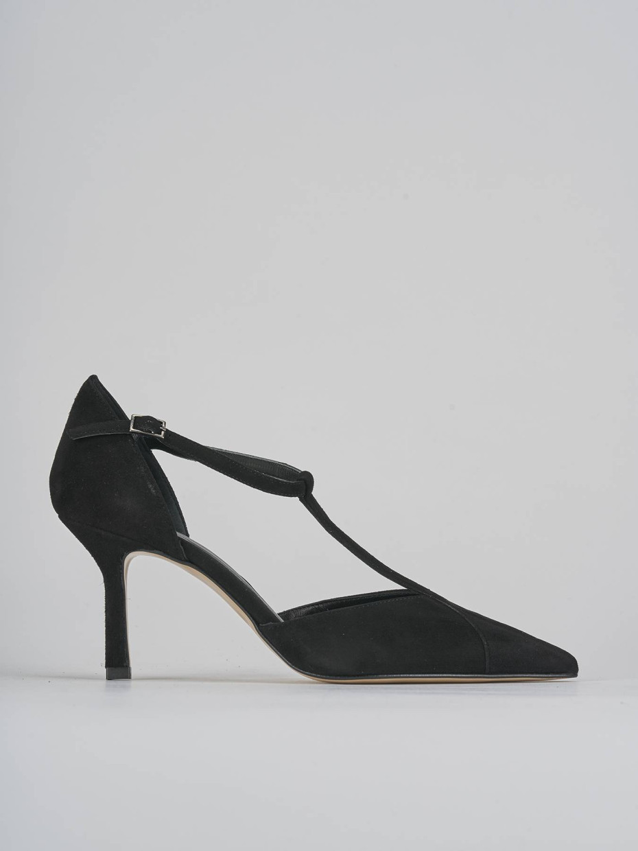 Décolleté e slingback tacco 8cm camoscio nero