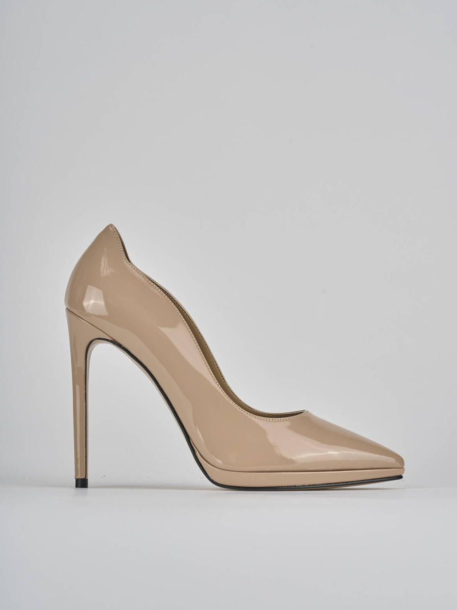 Décolleté e slingback tacco 11cm vernice beige