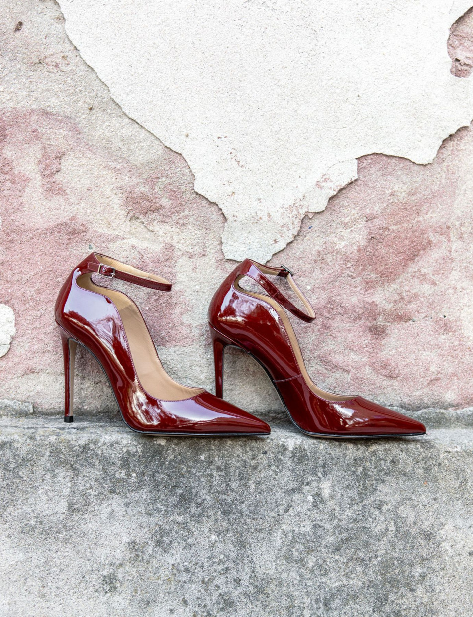 Décolleté e slingback tacco 11cm vernice bordo'