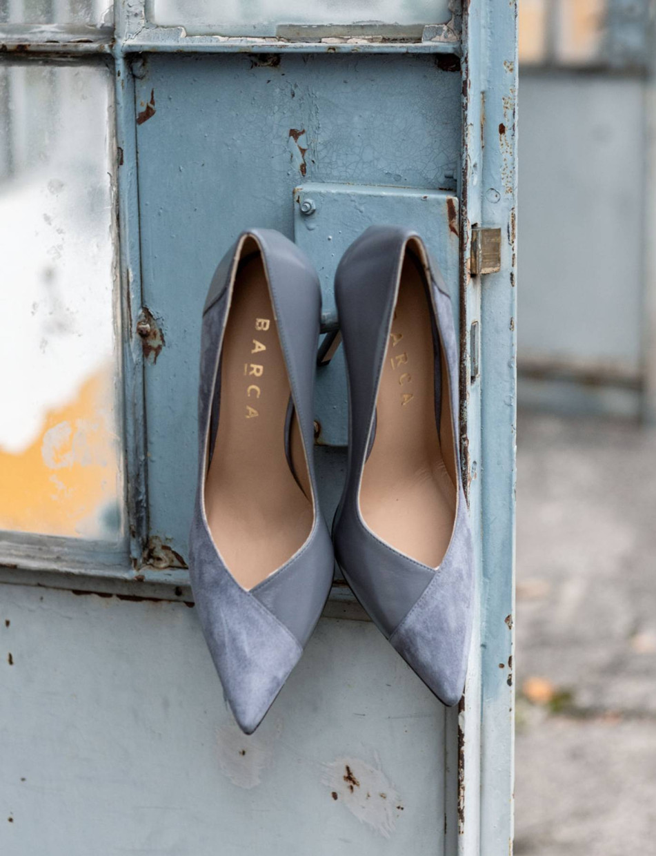 Décolleté e slingback tacco 11cm camoscio grigio