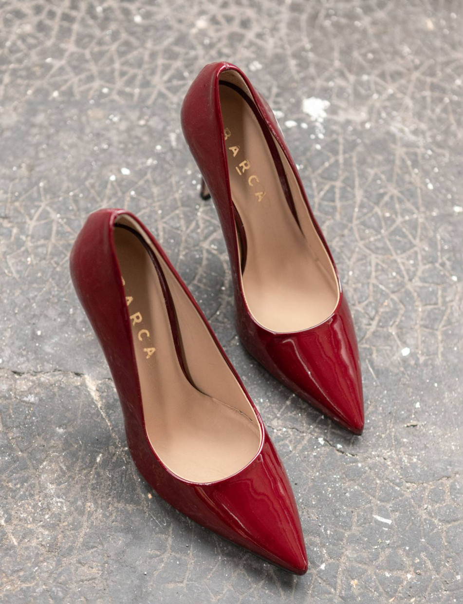 Décolleté e slingback tacco 10cm vernice bordo'