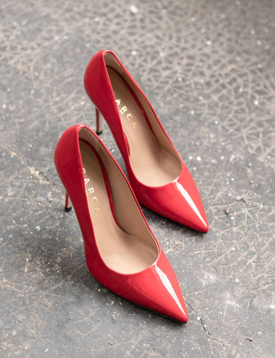 Décolleté e slingback tacco 10cm vernice rosso