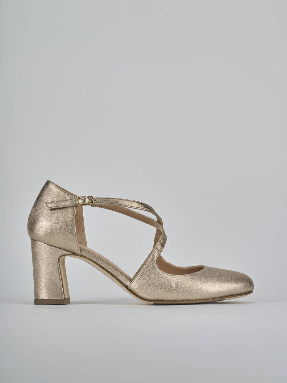 Décolleté e slingback tacco 7cm pelle oro