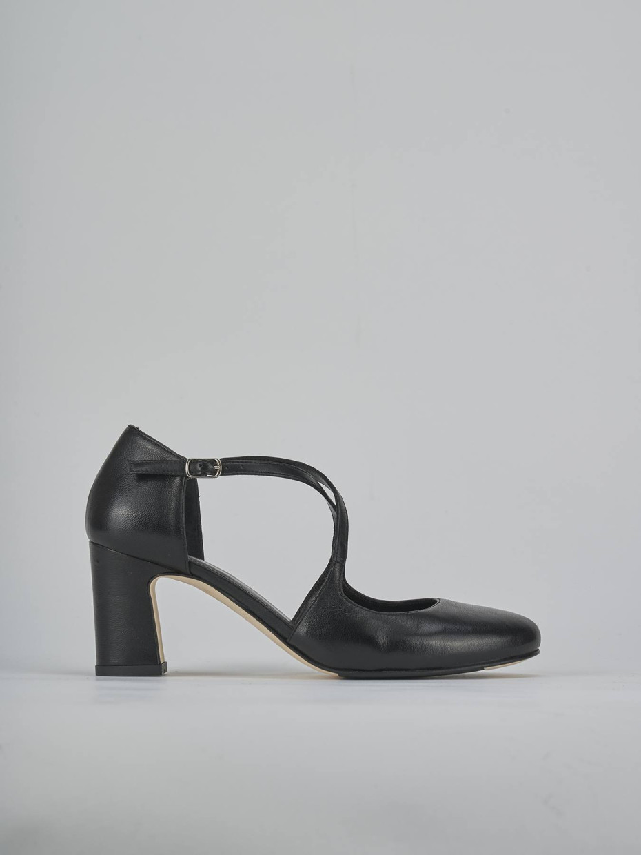 Décolleté e slingback tacco 7cm pelle nero