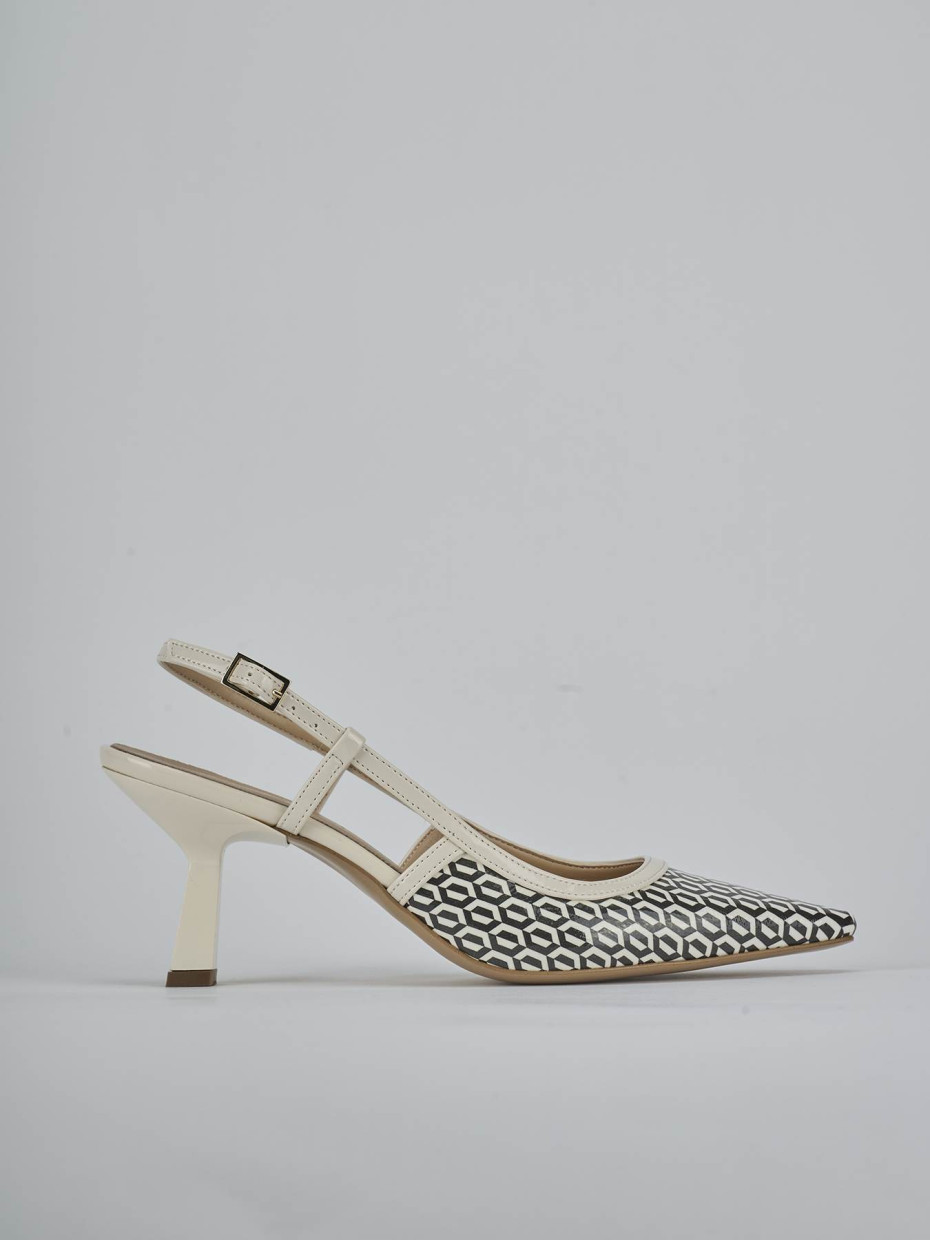 Décolleté e slingback tacco 7cm vernice bianco