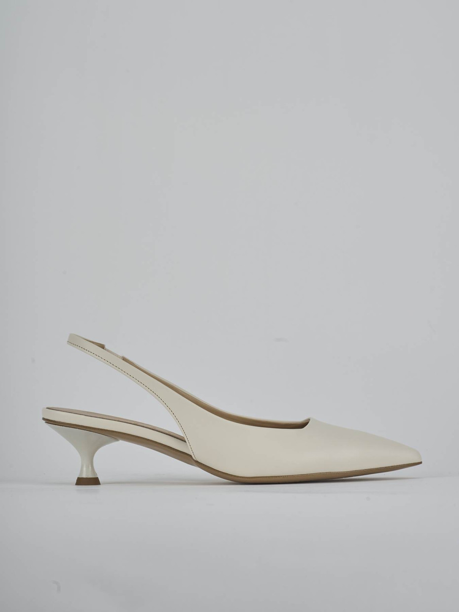 Décolleté e slingback tacco 4cm pelle bianco