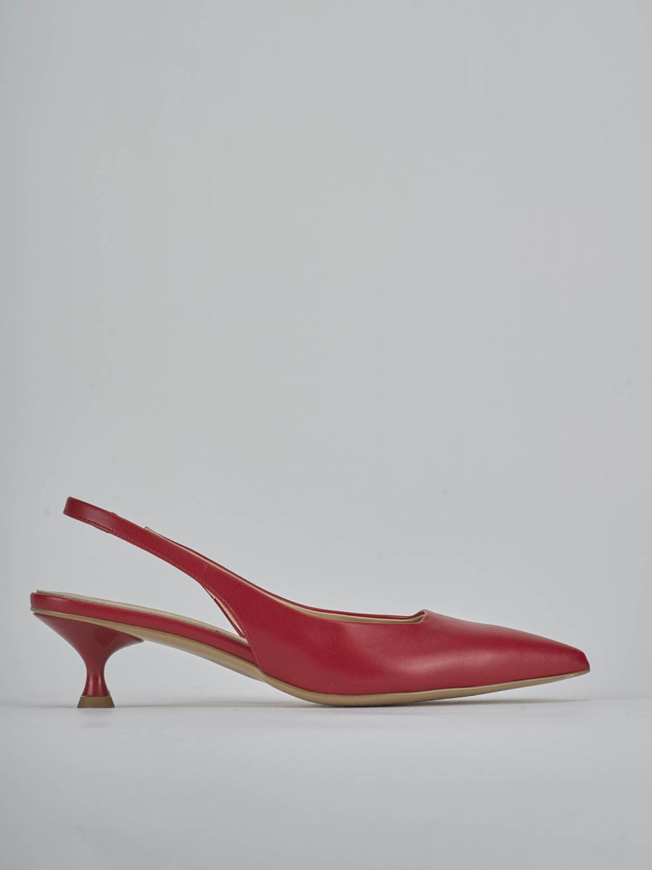 Décolleté e slingback tacco 4cm pelle rosso