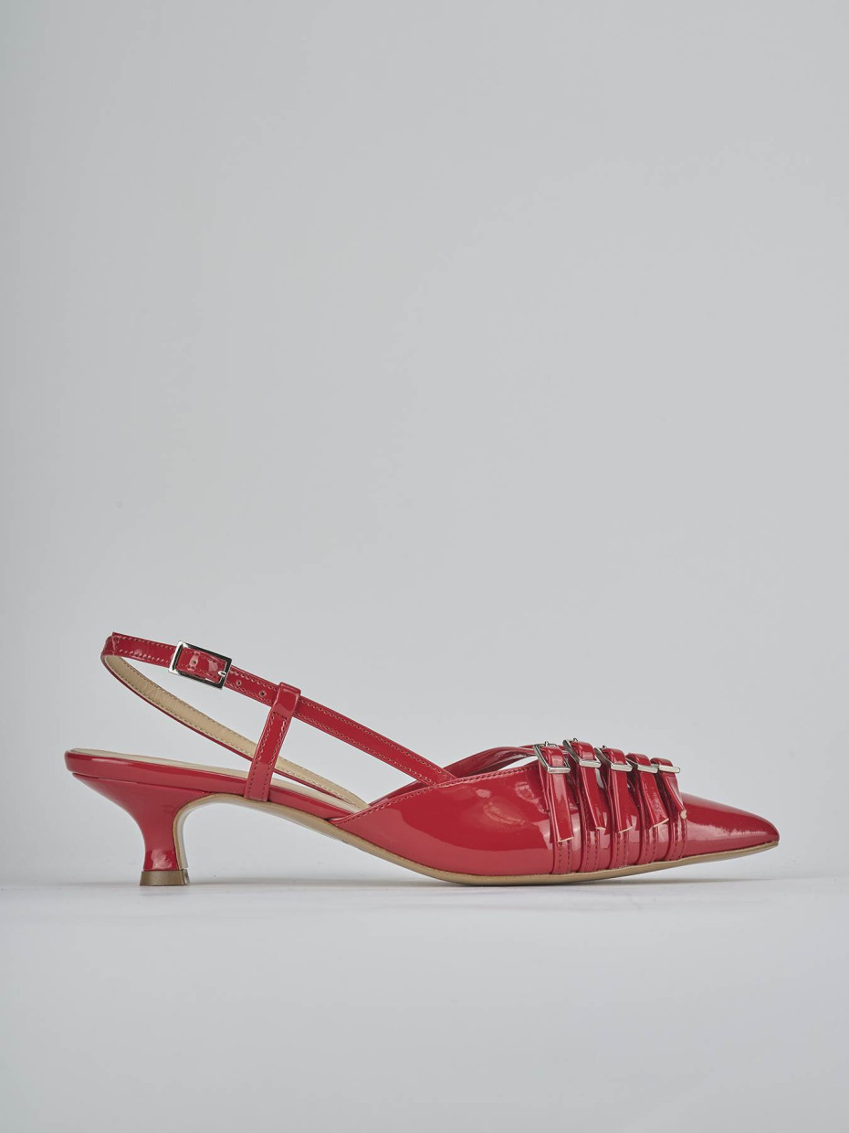 Décolleté e slingback tacco 4cm vernice rosso