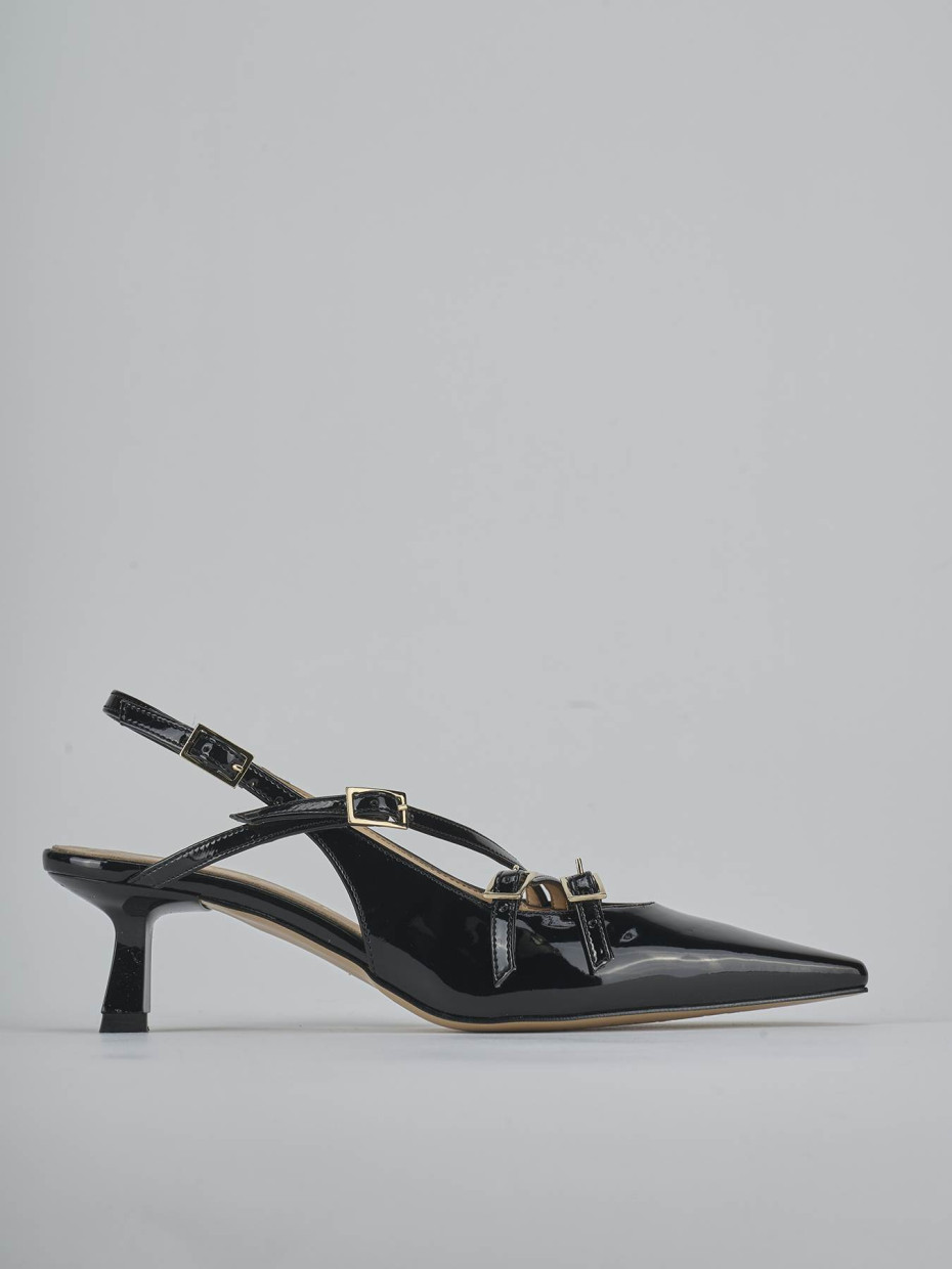 Décolleté e slingback tacco 7cm vernice nero