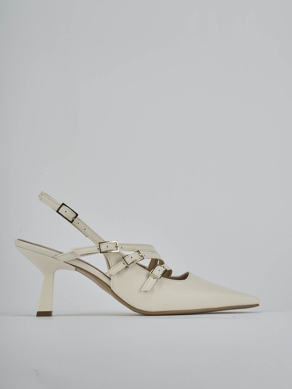 Décolleté e slingback tacco 7cm pelle bianco