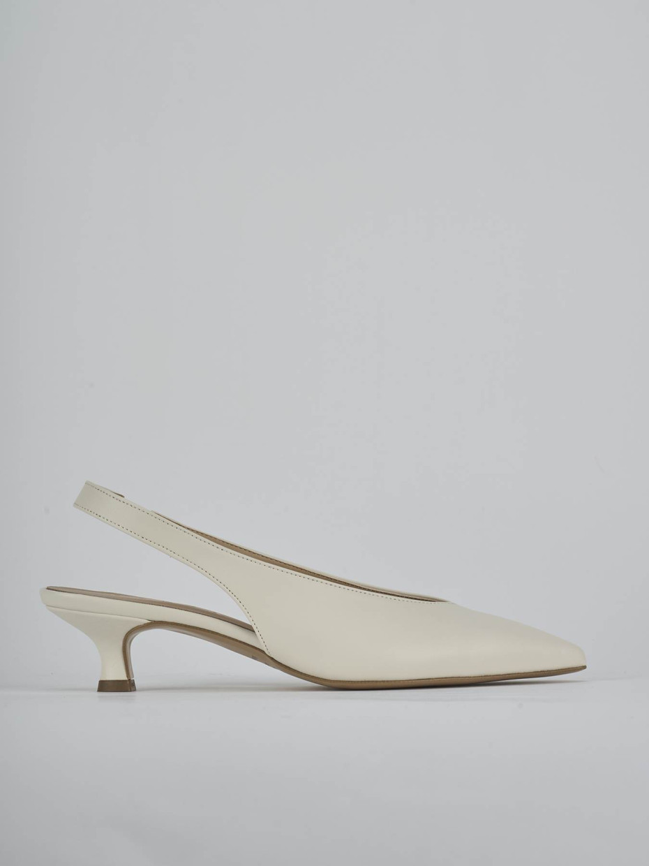 Décolleté e slingback tacco 4cm pelle bianco