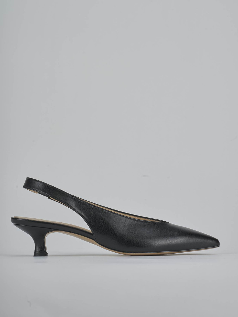 Décolleté e slingback tacco 4cm pelle nero