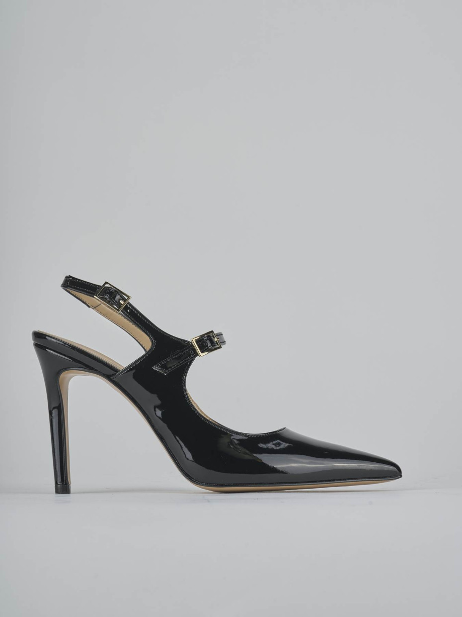 Décolleté e slingback tacco 6cm vernice nero