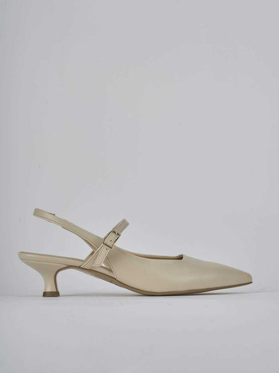 Décolleté e slingback tacco 4cm pelle beige