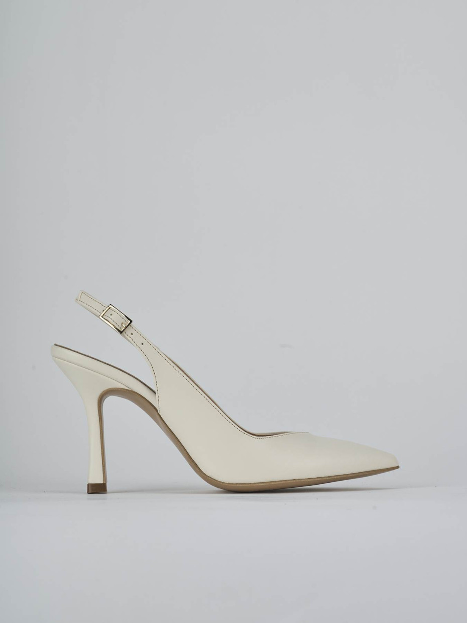 Décolleté e slingback tacco 9cm pelle bianco