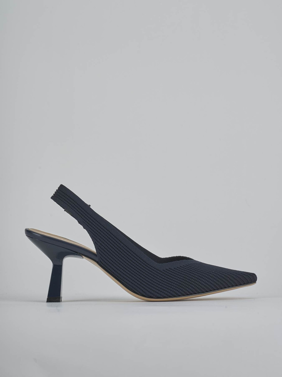 Décolleté e slingback tacco 7cm pelle blu