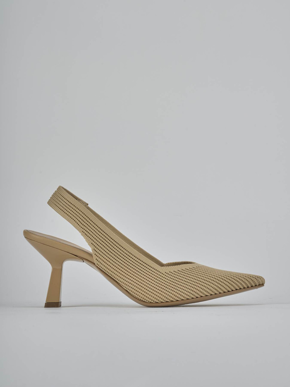 Décolleté e slingback tacco 7cm pelle marrone