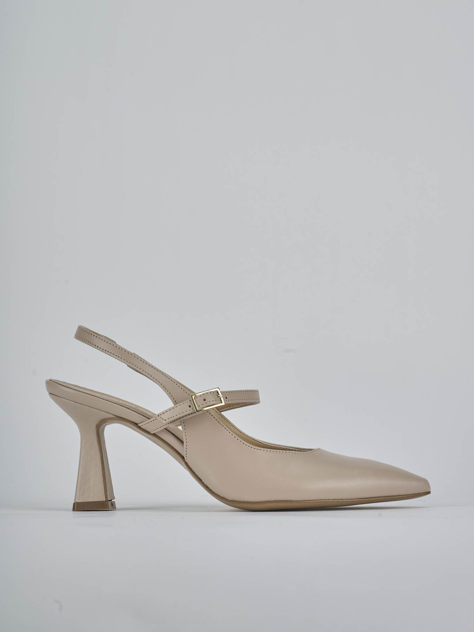 Décolleté e slingback tacco 7cm pelle beige