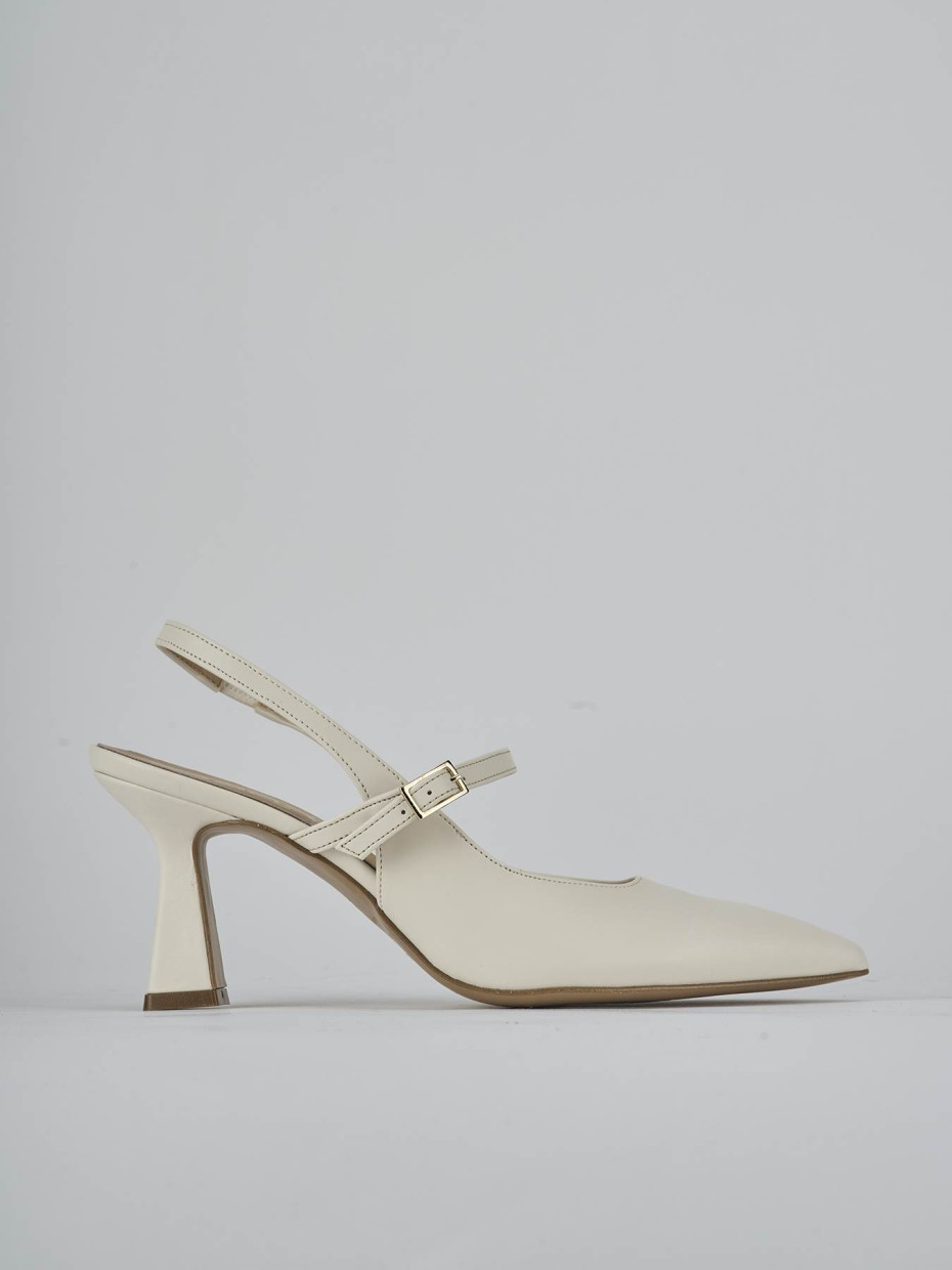 Décolleté e slingback tacco 7cm pelle bianco