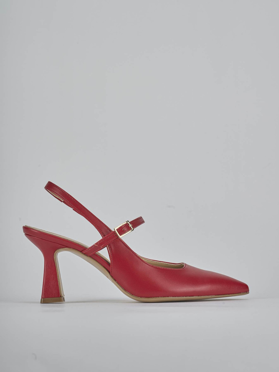 Décolleté e slingback tacco 7cm pelle rosso