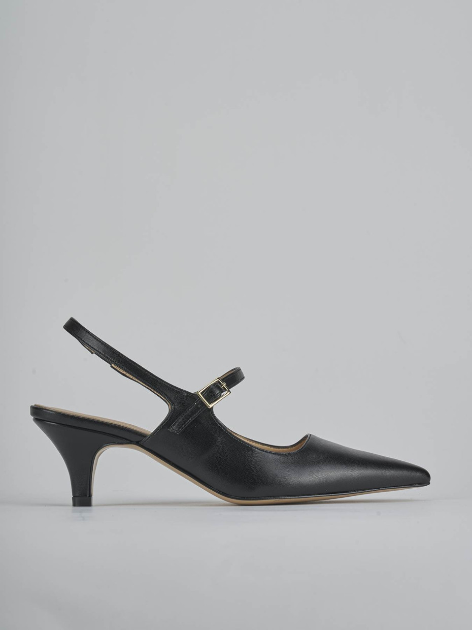 Décolleté e slingback tacco 4cm pelle nero