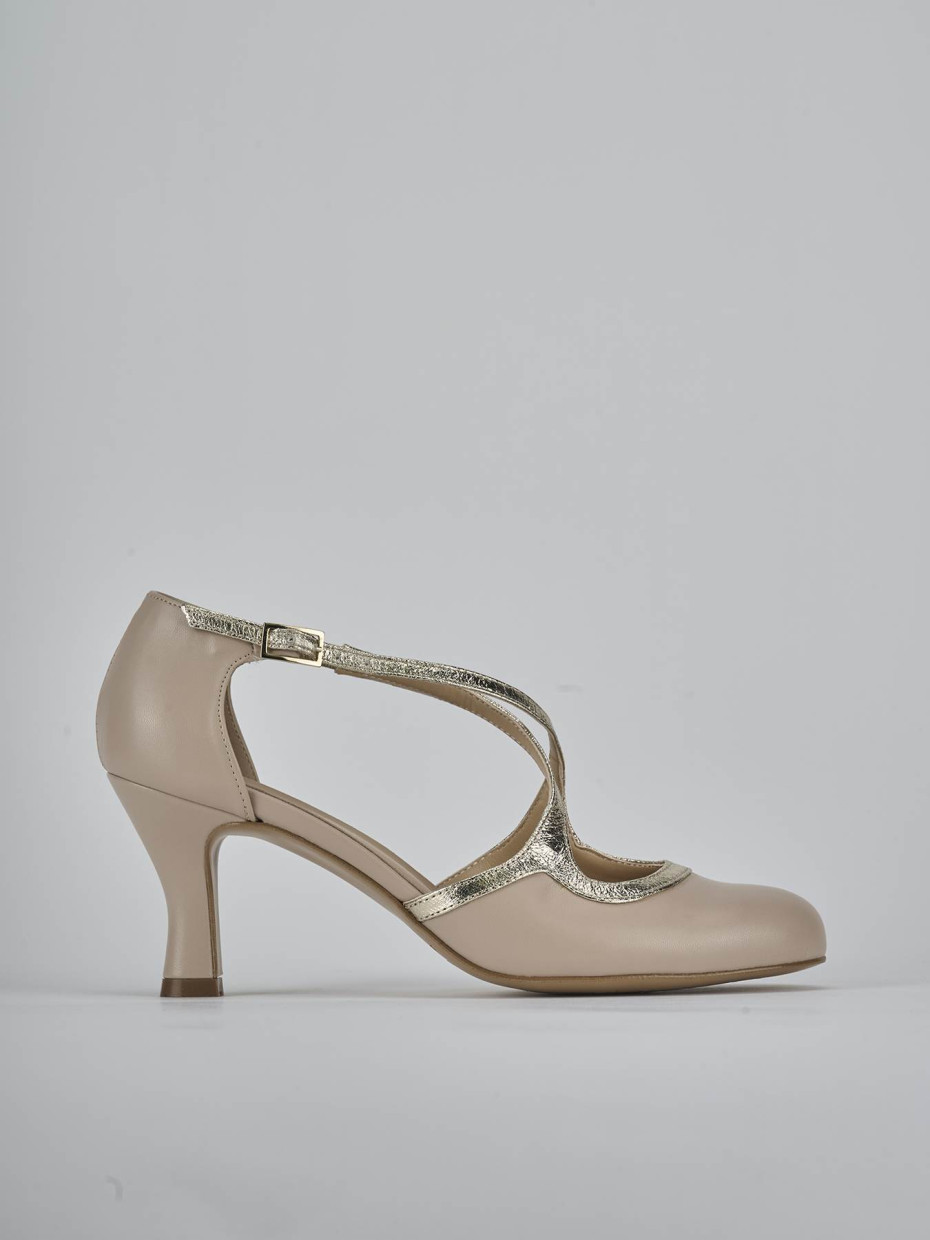 Décolleté e slingback tacco 6cm pelle beige