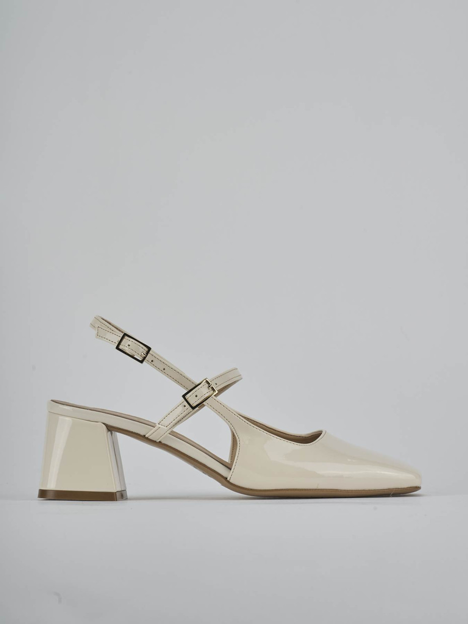 Décolleté e slingback tacco 5cm vernice bianco