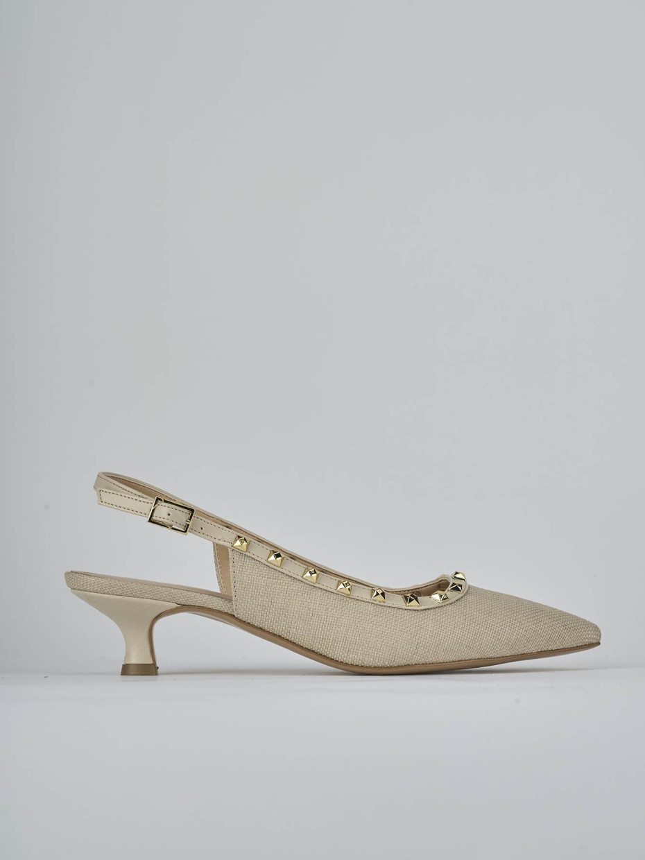 Décolleté e slingback tacco 4cm pelle beige