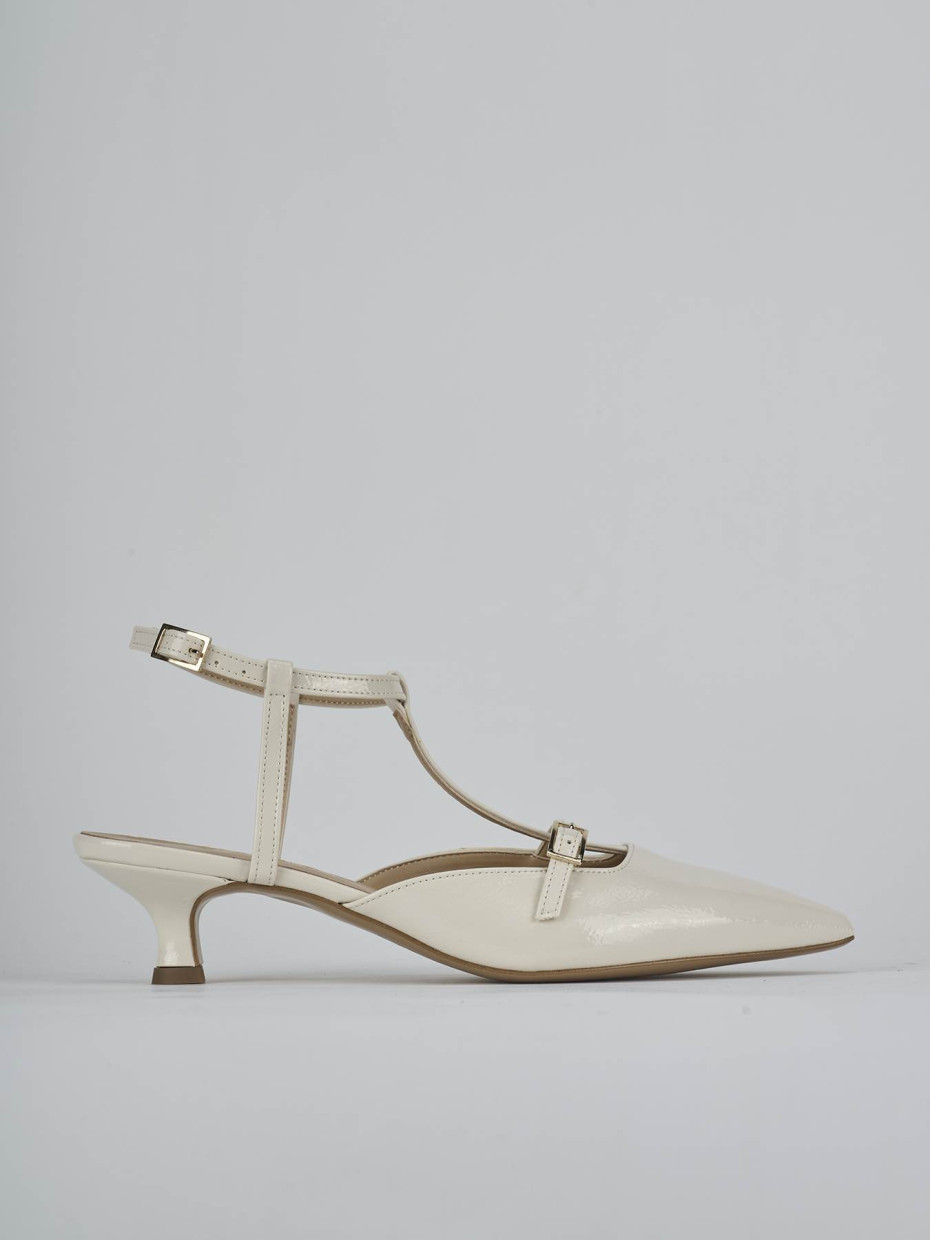 Décolleté e slingback tacco 4cm vernice bianco