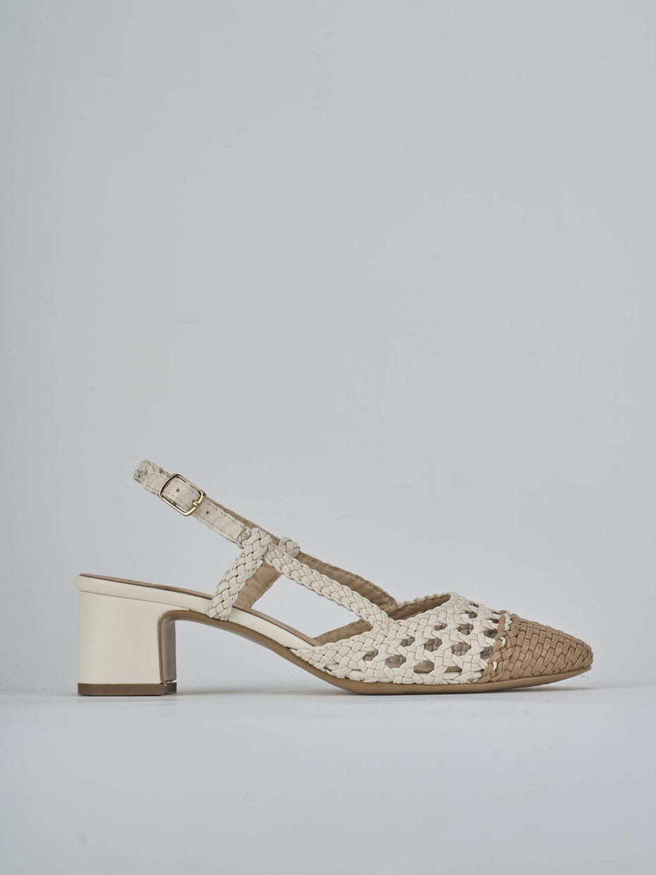 Décolleté e slingback tacco 6cm pelle bianco