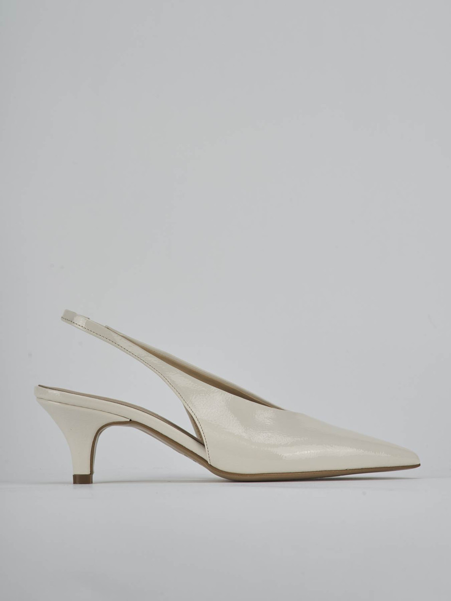 Décolleté e slingback tacco 4cm vernice bianco