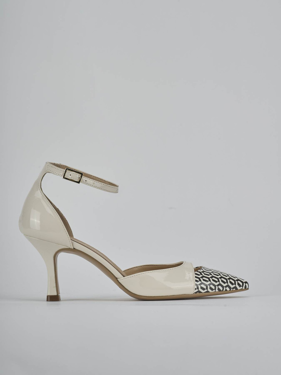 Décolleté e slingback tacco 7cm pelle bianco