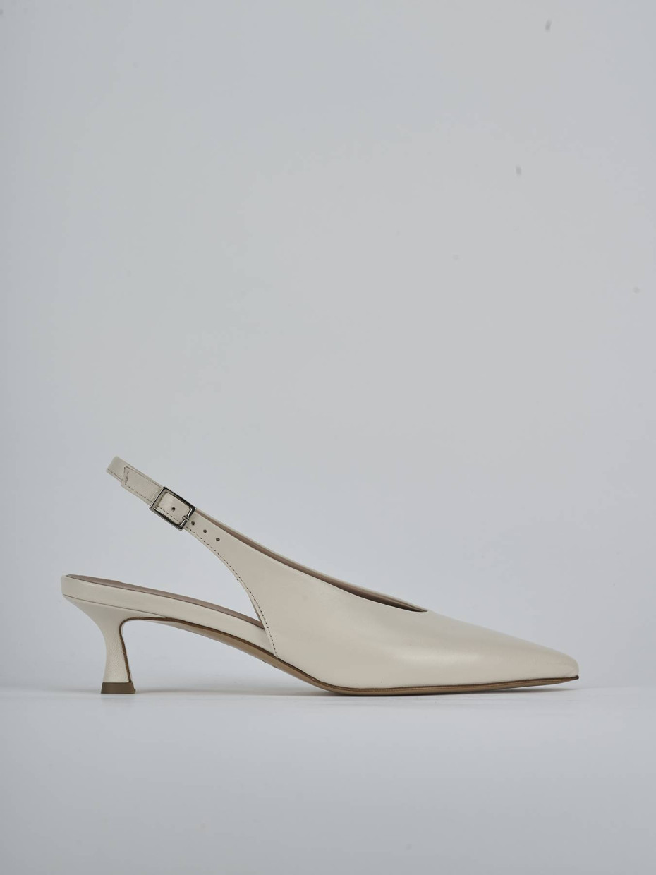 Décolleté e slingback tacco 5cm pelle beige