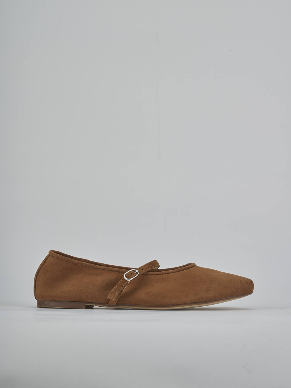 Ballerine tacco 1cm camoscio marrone